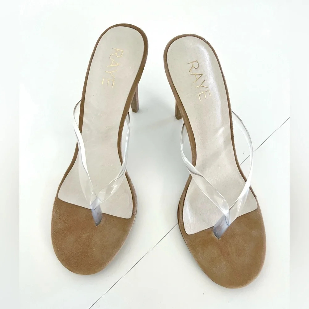 RAYE Revolve Katari Heel in Clear Plastic & Nude Heels Size 9